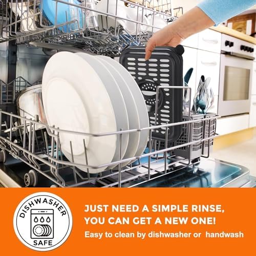 Air Fryer Replacement Parts for Ninja Foodi DZ090 6QT DZ201 DZ100 8QT DualZone Air Fryers, 2 PCS Non-Stick Food Grade Air Fryer Accessories Grill Pan Plate Crisper Plate Rack Tray, Dishwasher Safe