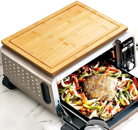 Wood Cutting Board Compatible with Ninja Foodi SP101 SP201 SP301 Air Fryer Oven, Accessories for Convection Oven with 4 Silicone Feet 16.3" × 10.4",Add Storage Space,Protects Cabinet