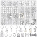 Lucomb 259 Pcs Hair Jewelry and Accessories - Silver Loc Jewelry, Hair Cuffs, Clips, Charms, Rings for Women's Braids, Dreadlocks, and Hair Decoration