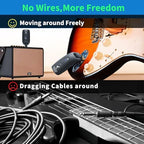 A9 Wireless Guitar System - 2.4GHz Guitar Accessories Transmitter Receiver, 24-bit 48KHz Audio, 100ft Range, No Latency, 4-Hour Rechargeable Battery, for Electric Guitar Bass (Black(2TX+1TX))