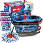 O-Cedar EasyWring RinseClean Microfiber Spin Mop & Bucket Floor Cleaning System with 3 Extra Refills, Plastic, Grey