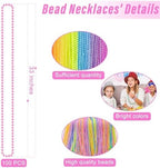 100PCS Mardi Gras Beads, 6 Kinds Colorful Bead Necklaces Bulk, 33" Metallic Round Beads Accessories, Bead Necklace Mardi Gras Holiday Events Parade Throws Party Decor Supplies Favors