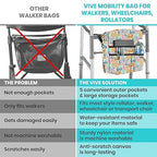 Vive Rollator Bag - Universal Travel Tote for Carrying Accessories on Wheelchair, Rolling Walkers, Transport Chairs, Mobility Scooters - Lightweight Handicap Medical Mobility Aid - for Women, Seniors