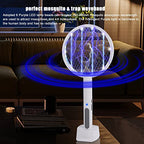 Lulu Home 2 Pack Electric Mosquito Swatter, 2-in-1 Bug Zapper Racket with 3000V High Voltage, USB Charging LED Lighted Handheld Fly Killer Racquet with 3-Layer Safety Mesh for Indoor Pest Control