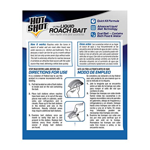 Hot Shot Ultra Liquid Roach Bait, Kills in Hours, 6 pack including 3 units Per Pack