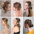 Checkered Multicolored Rectangle Y2K Hair Barrettes and Claw Clips - 6 Pcs Strong Hold Hair Accessories for Thin & Thick Hair