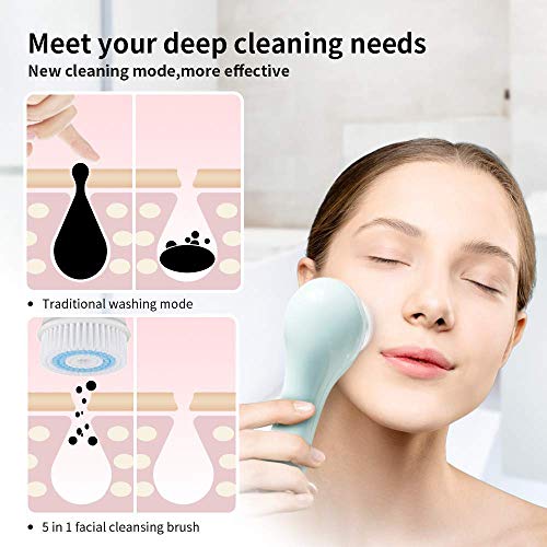 Brush Head Replacements Compatible with Clarisonic Mia 1, Mia 2, Mia Fit, Alpha Fit, Smart Profile Uplift and Alpha Fit (4Packs(Blue+Black+Green+Pink)) (4 Pack)
