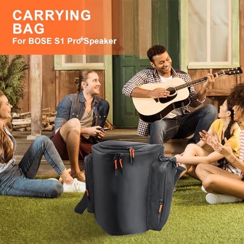 Shoulder Bag Carry Case for Bose S1 Pro+ Portable Bluetooth Speaker PA System and Microphones, Transmitters, Tablet, Power Cord Accessories