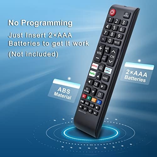 Newest Universal Remote for Samsung TV, Replacement Infrared Remote for All Samsung Smart TV, LED, LCD, HDTV, 3D, Series TV, with Netflix/Hulu/Prime Video Buttons