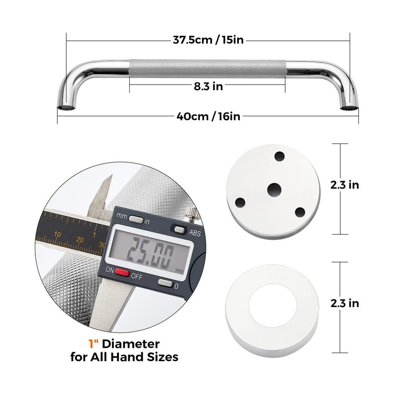 Grab Bars for Shower, 1 Pack 16-Inch Anti Slip Shower Handles for Elderly, Safety Shower Grab Bar, Stainless Steel Handicap Grab Bars for Bathroom (Polished Nickel 1" Diameter)