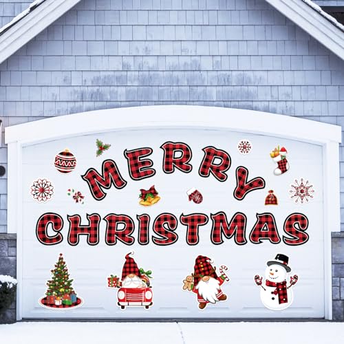 28PCS Large Christmas Garage Door Decorations Magnets - Merry Xmas Gnome Snowman Tree Snowflakes Holiday Refrigerator Fridge Kitchen Decor
