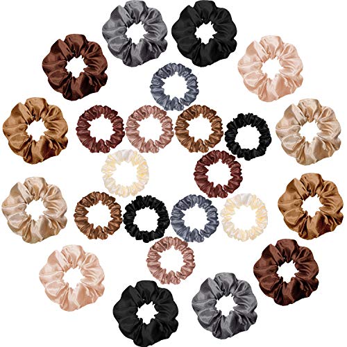 WILLBOND 24 Pieces Satin Hair Scrunchies Bulk Silk Elastic Hair Bands Ropes Ponytail Holder for Women Girls Accessories Decorations(Vintage Colors)