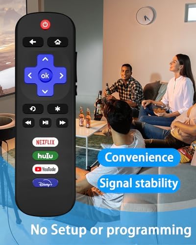 (Pack of 2) Replacement Remote Control for Roku TV,for TCL/Hisense/Sharp/Philips/Onn/Element/Insignia Roku TV,with Shortcut Buttons Netflix/YouTube/Hulu/Disney+ (NOT for Roku Stick or Box)