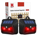 Solar Powered Nocturnal Animal Repeller, Predator Control Light Animal Repellent Device, Red Led Light Outdoor Deterrent Coyote Raccoon Deer Fox Skunk Squirrel for Garden Yard Farm Chicken Coop (2)