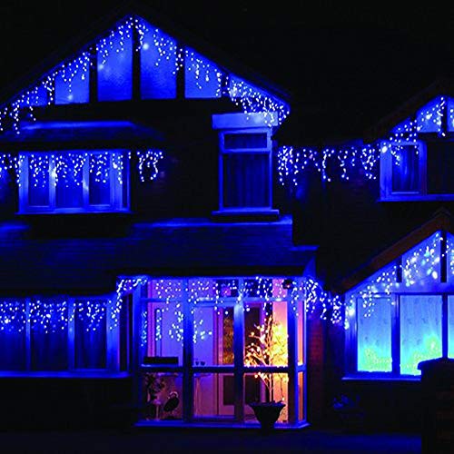 Twinkle Star 300 LED Window Fairy Curtain String Lights for Halloween Christmas Wedding Party Home Garden Bedroom Outdoor Indoor Wall Decoration (Blue)