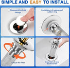 Bathroom Sink Stopper Hair Catcher, Pop-up Sink Drain Strainer with Removable Stainless Steel Strainer Basket Hair Catcher, Bathroom Sink Strainer for Bathroom Sink Stopper Replacement. (2PCS)
