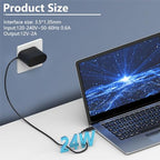 12V 2A Laptop Charger for Chuwi-Herobook Pro, 13" 14" GemiBook Pro, 13.3" Lakebook CW1509, UBook Pro X CWI535, AeroBook Pro, UBook X GemiBook Pro, 14'' GemiBook Tablet Power Cord Adapter Replacement