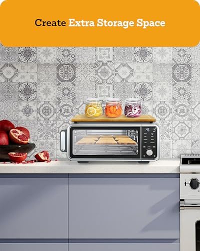 Wood Cutting Board Compatible with Ninja Foodi SP101 SP201 SP301 Air Fryer Oven, Accessories for Convection Oven with 4 Silicone Feet 16.3" × 10.4",Add Storage Space,Protects Cabinet