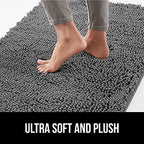 Gorilla Grip Soak Stopper Absorbent Indoor Chenille Doormat, 36x24, Muddy Dog Washable Mat, Quick Dry Soft Microfiber, Durable Rubber Backing, Absorbs Water and Moisture, Door Mat for Entry, Grey