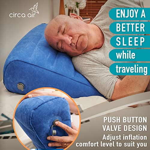 Circa Air Inflatable Wedge Pillow for Travel - Lightweight & Portable. Travel Wedge Pillow for Sleeping, Acid Reflux, Gerd, Snoring. for Back, Leg Elevation & Knee Support. Bed Wedge Pillow