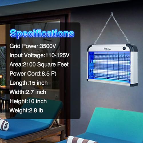 VLISBO Bug Zapper,Mosquito Zapper, Fly Traps, Fly Zapper, Mosquito Killer for Indoor and Outdoor Electric, 20W 3000V Grid, Including Free 2 Pack Replacement Bulbs, 90-130V, ABS Plastic Outer (Black)