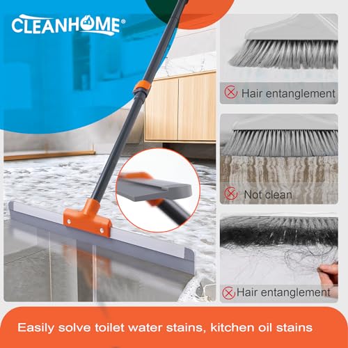 CLEANHOME Rubber Floor Squeegee for Concrete Floor, Tile Floor, Metal Aluminium Heavy Duty Garage Shower Floor Squeegee Broom for Removing Water, Commercial Squeegee Mop with Extendable Long Handle