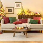 MIULEE Pack of 2 Christmas Decorative Burlap Linen Throw Pillow Covers Modern Farmhouse Pillowcase Rustic Woven Textured Cushion Cover for Sofa Couch Bed 18x18 Inch Wine Red