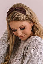 Huachi Turban Headbands for Women's Hair Wide Head Wraps Knotted Elastic Teen Girls Yoga Workout Solid Color Hair Accessories, 6 Pack