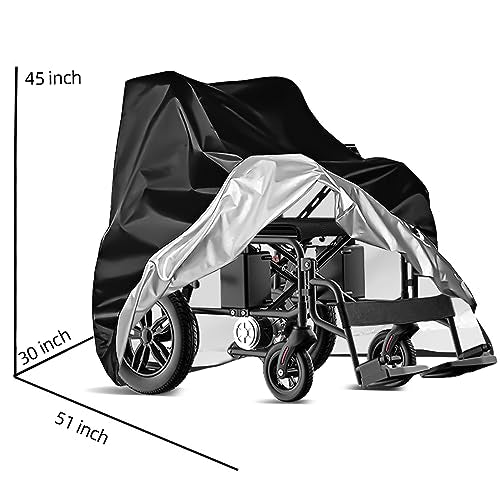 Wheelchair Cover,Electric Wheelchair Cover,Wheelchair Cover for Storage,Heavy Duty Waterproof&Dustproof Cover for wheelchair,Mobility Scooter,Prevent Rain Wind Dust Sun Uv, for indoor and outdoor