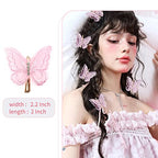 NAISIER Butterfly Hair Clips 15 Pieces 2.6 inch Lace Embroidery Flower Butterfly Hair Pins Hair Accessories for Halloween Cosplay Women Girls Hawaii Hair Clips.（Pink, 15 PCS)