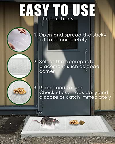 SEEKBIT 3 Pack Rat Sticky Traps Extra Large, Clear Mouse Glue Trap Sticky Trap for Mice and Rats, Enhanced Stickiness Trapping Pads Snakes Spiders Roaches for House Rodent Pest Control - 47.2x11