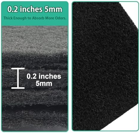 8 Pcs Charcoal Filters Compatible with Van Ness Cat Litter Box, 4.5 x 6.5Inch Replacement Activated Carbon Premium Odor Filters for Pureness F6 Zeloite Air Filter, Black