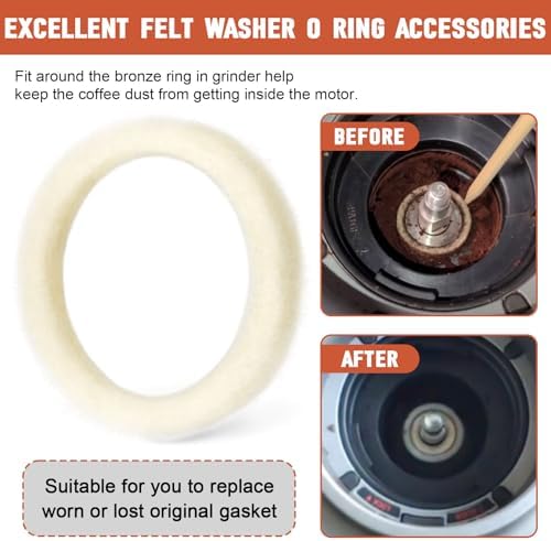 BES870XL Felt Washer Lower Burr for Breville Espresso Machine Grinders, SP0001575 Replacement Accessories for Breville Barista Express 870/876/878/880/980, Coffee Machine Cleaning Gasket, 8 Pack