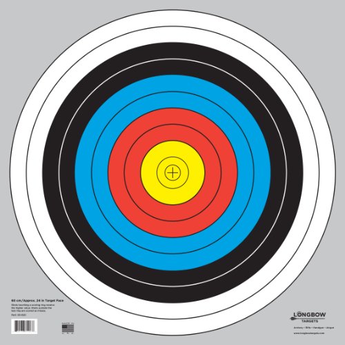 LONGBOW TARGETS 60 cm/24in Bullseye Archery (10 Ring) and Gun Targets by Longbow Targets (10 Pack)