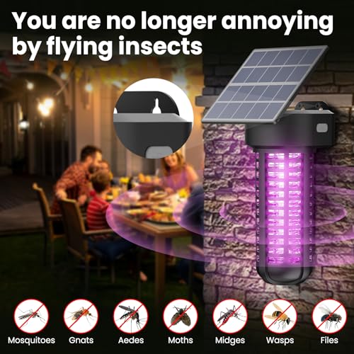 Solar Bug Zapper Outdoor 2 Pack, Garden Mosquito Zapper Waterproof & Cordless & Rechargeable & Auto On/Off，Flying Insect Zapper Mosquito Killer Lamp Mosquito Catcher Decorative Light for Patio