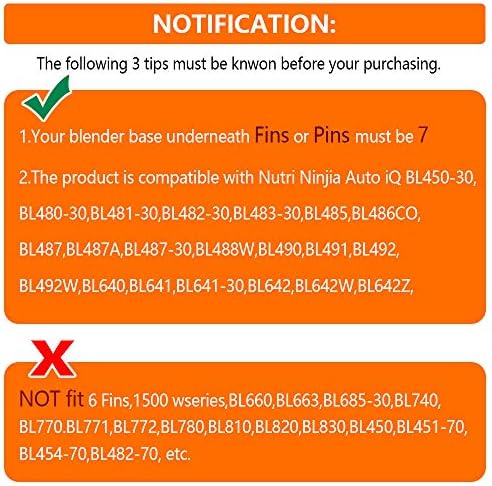 Pro Extractor Blade Assembly for Ninja Blender, 7 Fins Blender Blade Replacement fit for Nutri Ninja Blender, Blender Replacement Parts 409KKU641 compatible with BL480 BL640 BL642 BL680 BL682 NN102