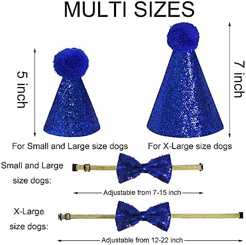 Dog Birthday Party Supplies, Multi Sizes Dog Birthday Bandana Boy Dog Birthday Hat Bow Tie Numbers It’s My Bday Mother Puppers Sign Banner for Large Extra Large Dogs Pets (X-Large, Blue)