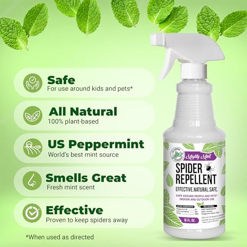 Mighty Mint - 16oz Spider Repellent Peppermint Oil - Natural Spray for Spiders and Insects - Killer + Deterrent