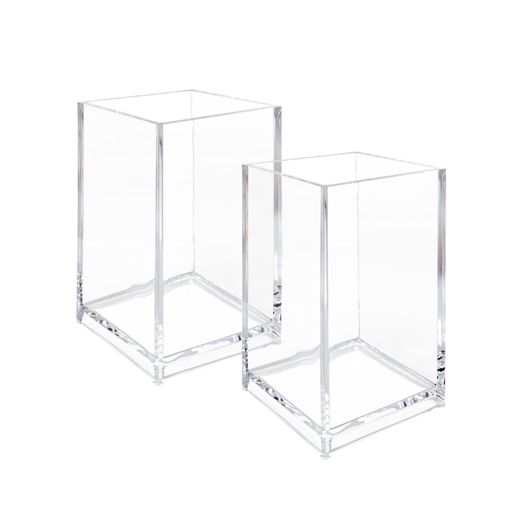 2 Pack Clear Acrylic Pencil Pen Holder Cup, Clear Makeup Brush Holder, Acrylic Cosmetic Brushes Storage