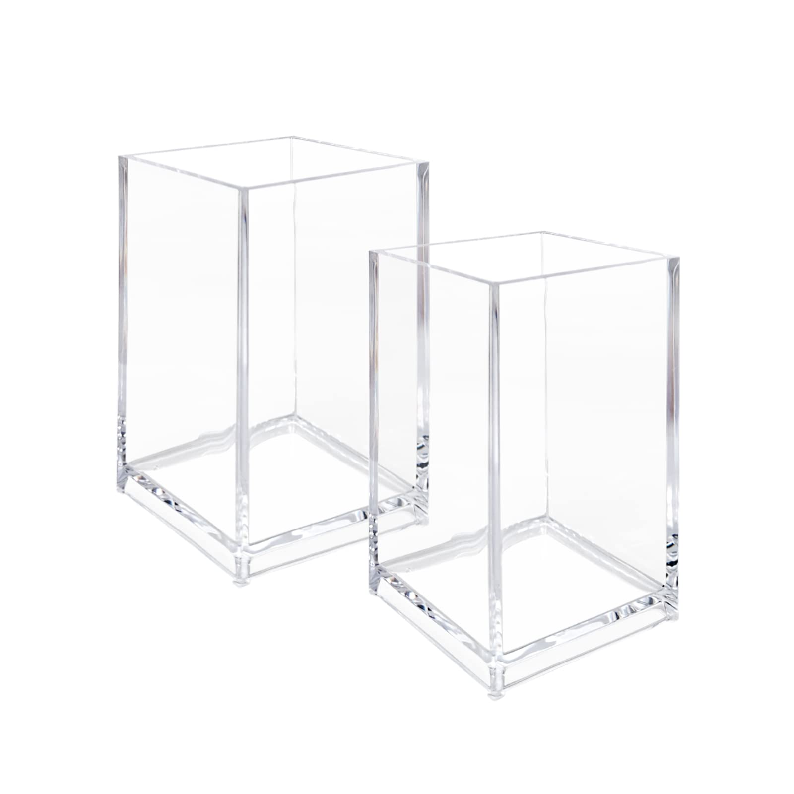 2 Pack Clear Acrylic Pencil Pen Holder Cup, Clear Makeup Brush Holder, Acrylic Cosmetic Brushes Storage
