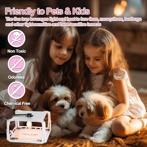 Flea Traps for Inside Your Home with Light 2 Packs, Flea Light Trap for Indoor Bed Bug, Insect Killer Pest Control Sticky Natural Trapper