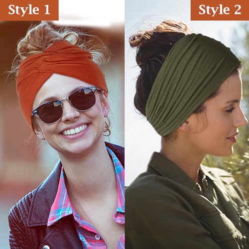 Tyfthui 8 Pack Wide Headbands for Women, Extra Large Head Wraps Hair Accessories for Women (Color E)