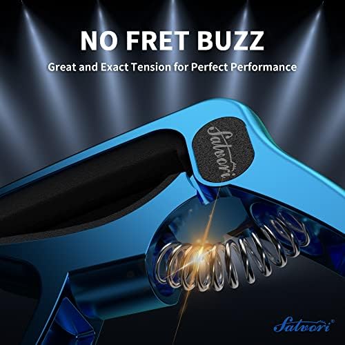 Exclusive Gradient 'Blue-Plated' Heavy-Duty Guitar Capo for Acoustic/Electric Guitar with 4 Picks, Guitar Clip/Guitar Clamp/Guitar Accessories for Classical Guitar, Ukulele, Mandolin and Banjo