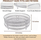 7.8" Air Fryer Accessories, 3 Stackable Racks for Instant Vortex, Nuwave Air Fryer, Ninja Foodi Grill, Multi-Layer 304 Stainless Steel Grill Rack, Fits 5.8 QT Air Fryer Oven