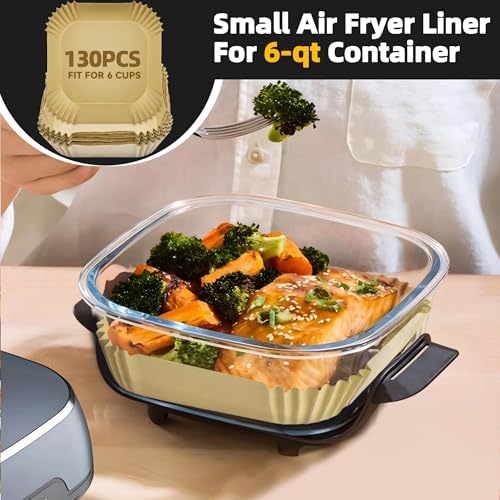 Air Fryer Liners Disposable for Ninja Crispi Air Fryer, 260Pcs Ninja Crispi FN101GY Air Fryer Accessories for 4 QT & 6 Cup Glass Container, Non-Stick Square Food Grade Parchment Paper Liners Unbleach
