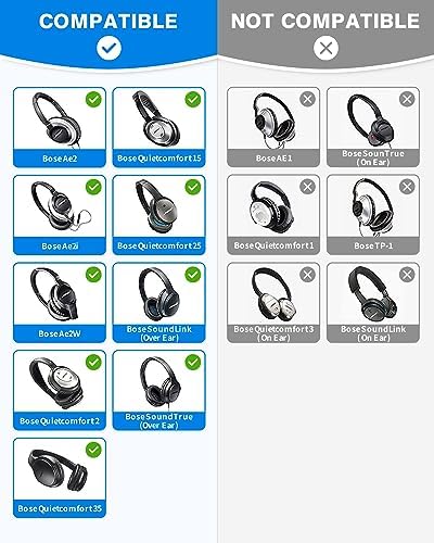 Link Dream Replacement Ear Cushions for Bose Quiet Comfort 35 Soft Protein Leather Replacement Ear Pad for Bose QC 35/25 / 15 QC2 / Ae2 / Ae2i / Ae2W / Sound Link/Sound True (Light Grey)