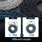 2M Long Recessed 2Pin IEM Cable, in Ear Monitor Replacement Earphone Cable, KBEAR ST12 Plus 8 Core 4N OFC Silver-plated HiFi Headphone Wire for KZ ZS10 PRO/ZSN PRO X/CCA CRA Earbuds (Dark, QDC 3.5MM)