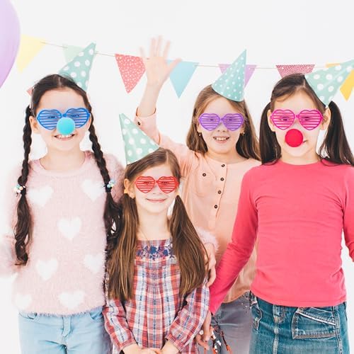 JOYIN 32 Packs Valentines Day Shade Glasses with Gift Cards Heart Shaped Shutter Heart Glasses Valentines Day Accessories for Kids Party Favor Classroom Exchange Prize Supplies