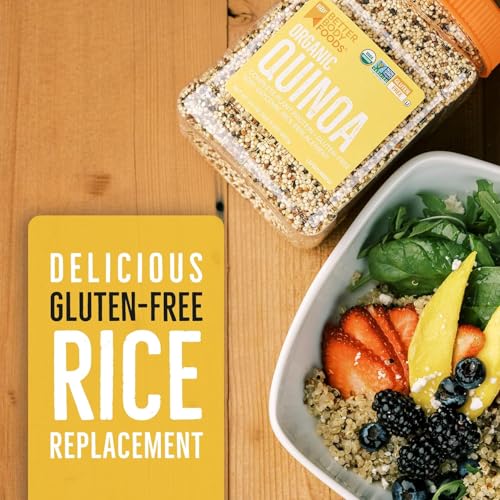 BetterBody Foods Organic Quinoa, Vegan, Gluten Free, Low Glycemic Rice Replacement, 3 Lb