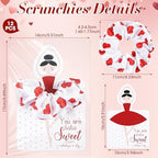 Lyrow 12 Pcs Valentines Hair Scrunchies Headband Gymnastic Hair Tie Rainbow Gilding Heart Ballet Hair Accessories Headband for Girl with Cards Dance Valentines Women Ballerina Dancer Gift (Deep Red)